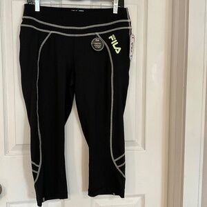 Fila black glow-in-dark yoga workout gym pants leggings size M NWT NEW